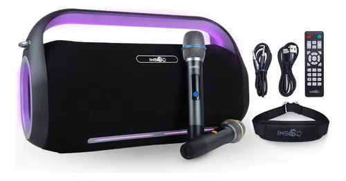 Caixa De Som Imenso X41 Pro 2 Microfones Karaokê 300w Rgb