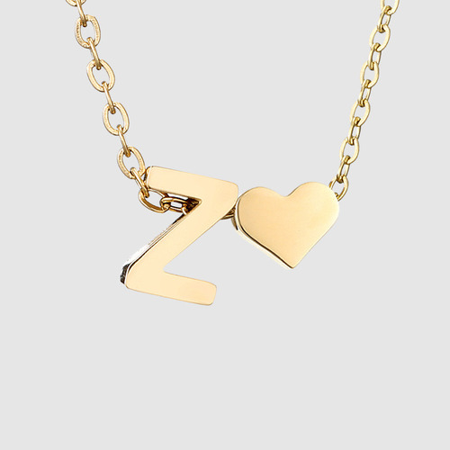 Colgante Simple De Letra En Forma De Corazón Para Mujer, Cue