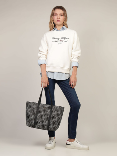 Bolsa Tote Negro Con Monograma De Mujer Tommy Hilfiger Negro