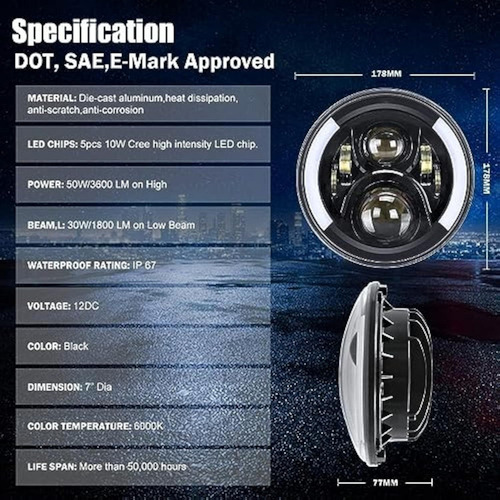 Farol De 7polegadas Motocicletas Off-road Adequado Adaptação