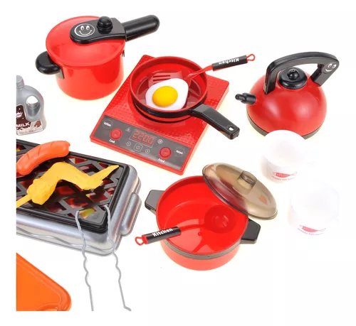 PowerTRC Juego de juguete de cocina moderno: kit de lujo de aventura,  luces, sonido y funciona con pilas, incluye nevera, congelador, fregadero