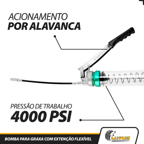 Bomba De Graxa Manual Engraxadeira Extenção Flexível Lupus