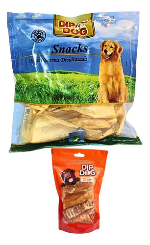 Kit 12 Orelha Bovina Desidratada Dip Dog + Especial