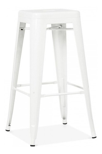 Banco Para Barra Tipo Tolix 66cm De Metal Juego De 4 Bancos Color Blanco