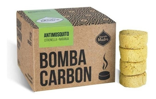 Bomba Carbon Aromatico X 12 Sagrada Madre Fragancia NARANJA-CITRONELLA