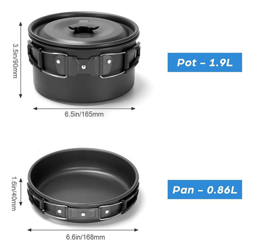 Juego De Utensilios De Cocina Para Acampar, Antiadherentes Y