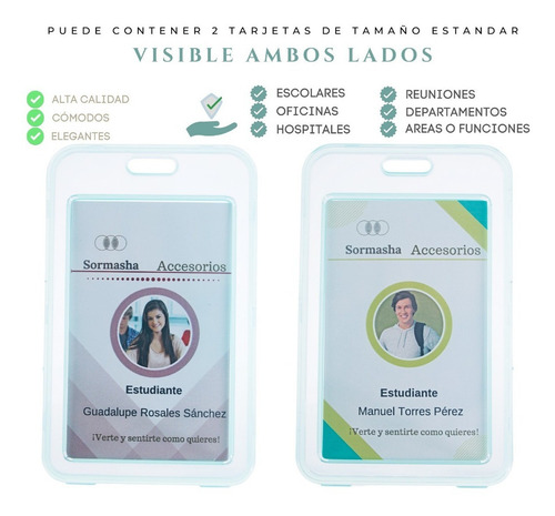 Sormasha Porta Gafete, Plástico Translucido 9337. 3 Piezas Color Azul aqua