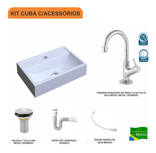 Cuba Q45 C/torneira+válvula 7/8+sifão+flexível
