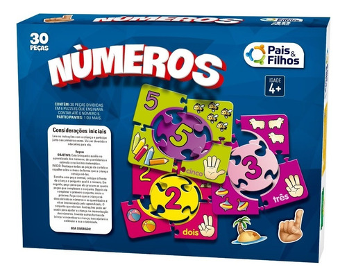 Jogo Pedagógico Aprender Números 30 Peças Pais & Filhos