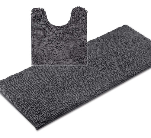 2pc Non-slip Shaggy Chenille Bathroom Mat Set, Includes...