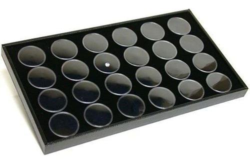 Findingking 24 Black Foam Gem Stone Jars Box Storage Display