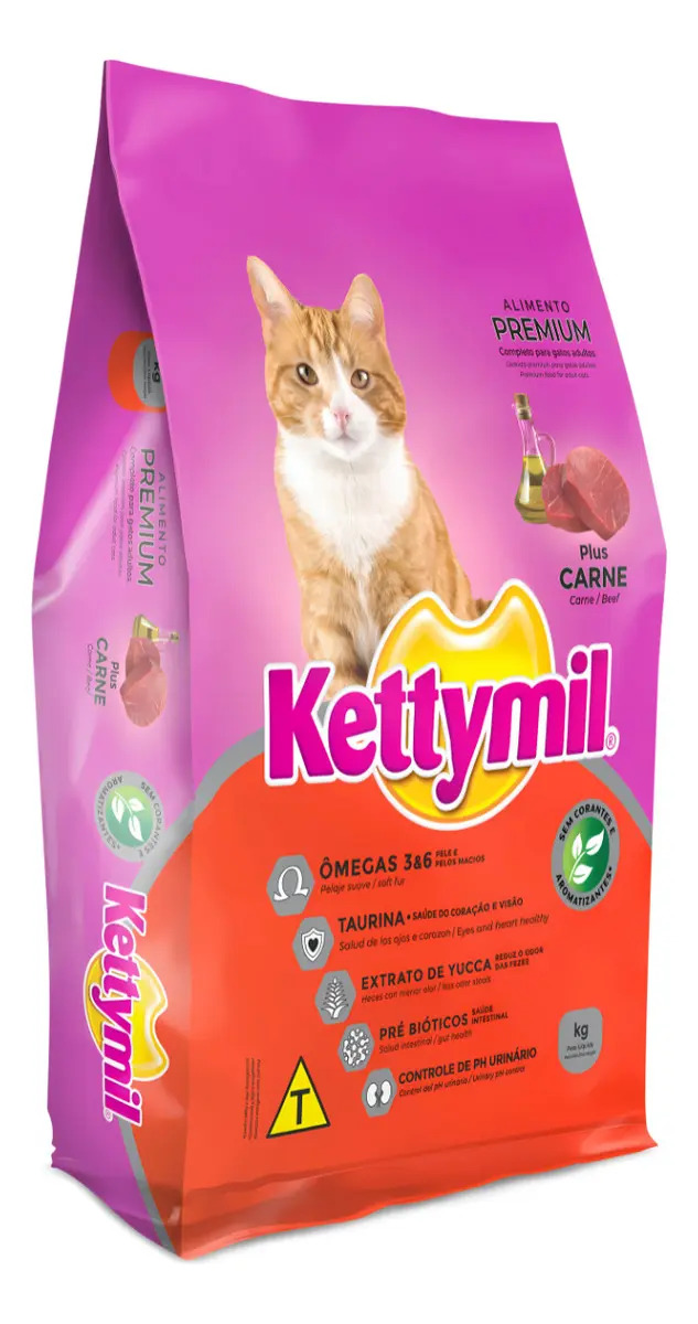 Ração Kettymil Gatos Adultos Sabor Carne Plus 10,1kg Top