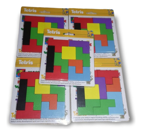 Tetris 9 Piezas Rompecabezas Madera Por 5 Unidades