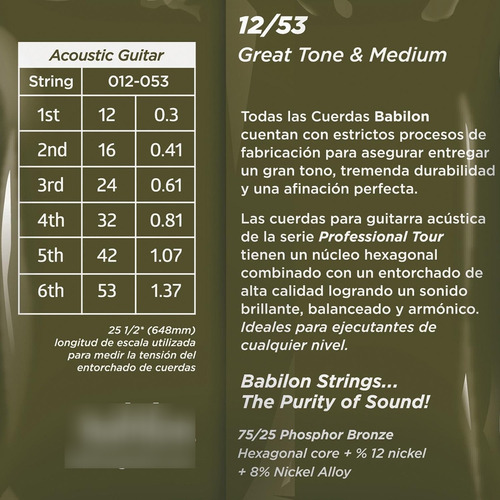 Juego De Cuerdas P/ Guitarra Acústica Phosphor Bronze 12-53