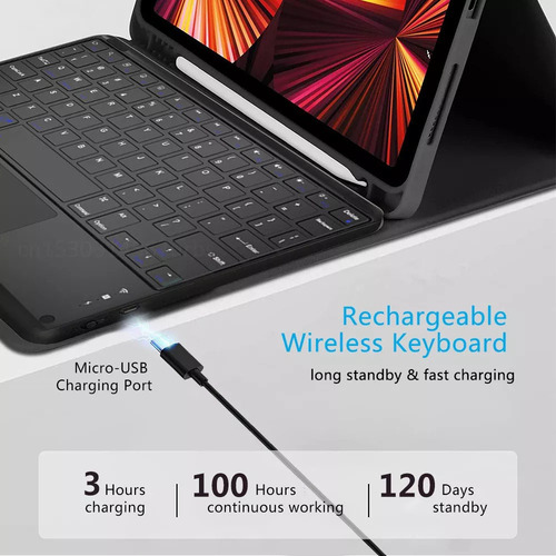 B Funda+teclado Sensible Al Tacto For Galaxy Tab S9 Fe 10.9