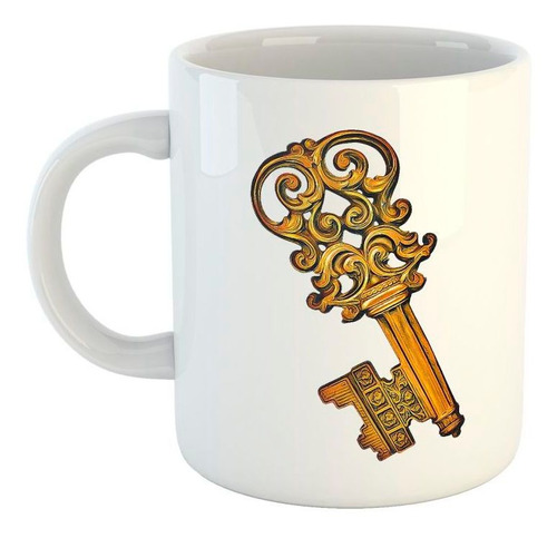 Taza De Ceramica Key Llave Dorada Diseño Dibujo Art