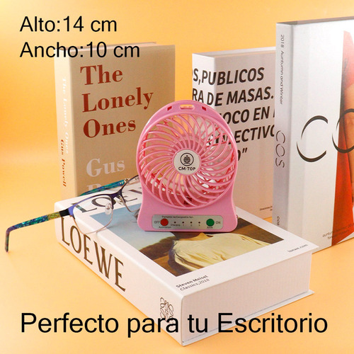 Mini Ventilador Recargableusb De Escritorio De 3 Velocidades 10 Cm 60hz Rosa Transparentes Plástico 3