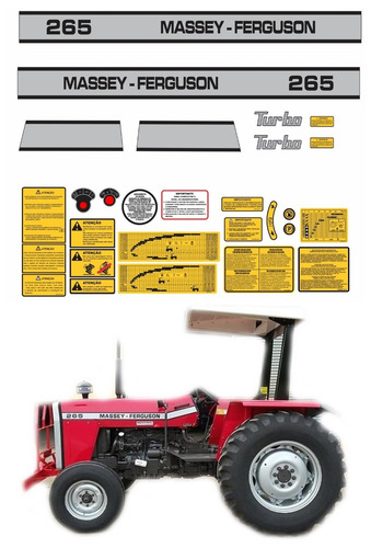 Kit Adesivos Trator Massey Ferguson 265 Turbo Ca-00458 Mq Cor