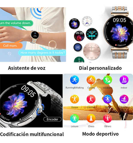 Reloj Inteligente Mujer Ecg Llamada Asistente De Voz 2024