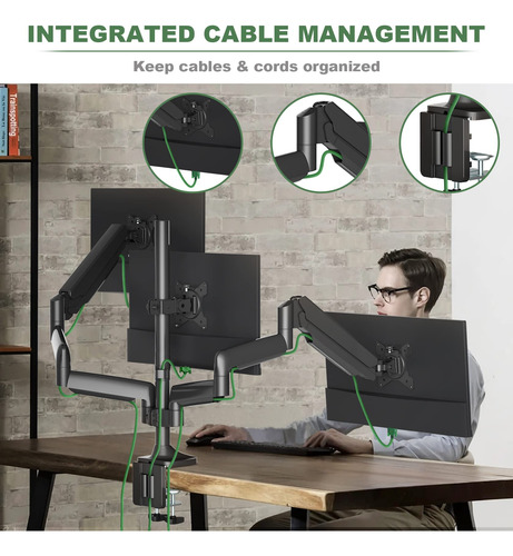 Monitor Triplo Com Suporte Upgravity Para 3 Telas De Até 32