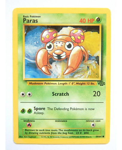 Cartas Pokemon Paras 59/64 Played Jungle