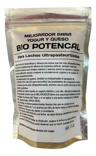 Biopotencal Mejorador De Yogur Y Quesos X 150 Gramos