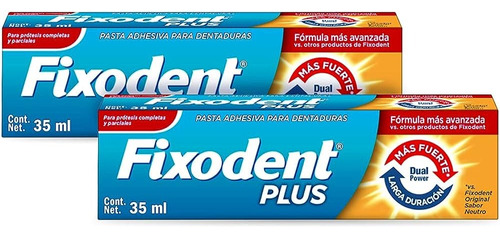 Adhesivo De Dentadura Fixodent Plus Power ( 2 Cajas )