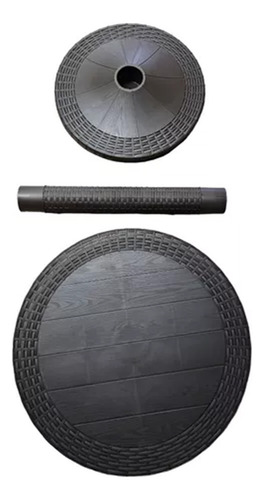 Mesa Redonda Tipo Rattan De Plástico 70 Cm De Diametro Rattan
