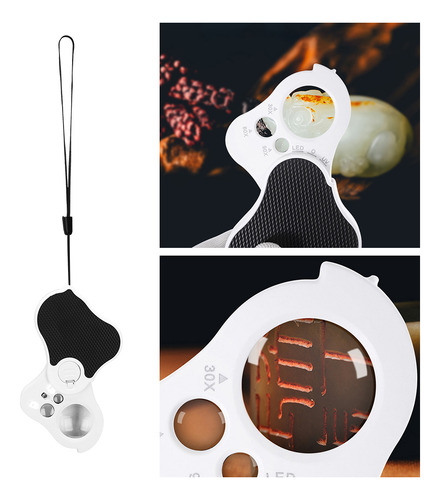 Lupa Portátil Uv Lente De Lupa 30x 60x 90x Led