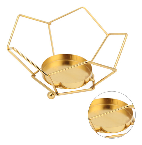 Castiçal Gold Tea Lights, Ferro Geométrico Simples Nórdico