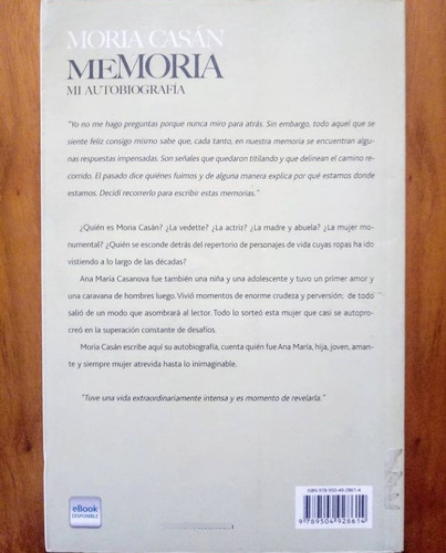 Memoria. Mí Autobiografía. Moria Casan. Planeta.