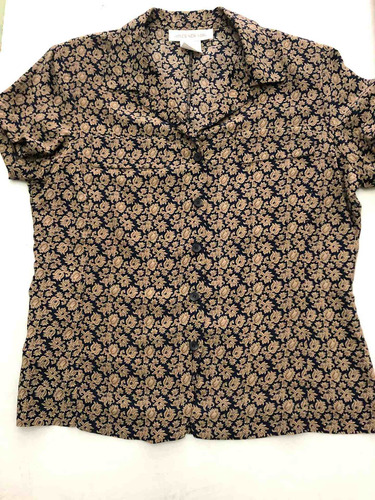 Camisa Mujer Seda Natural Dibujos Mc Jones New York Imp Usa.