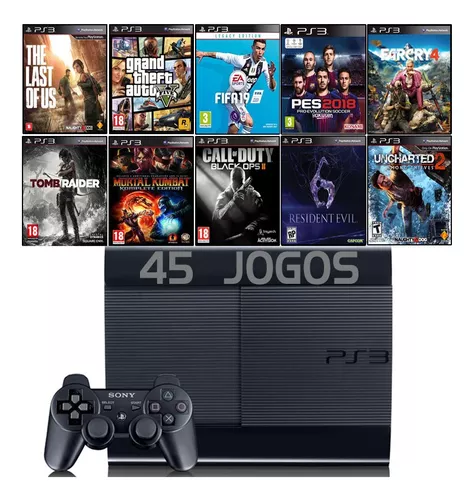 Ps3 Console Super Slim 2 Controles 50 Jogos Gta Minecraft Fifa Pes