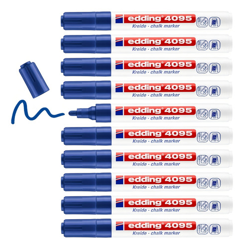 Marcadores Edding 4095 Azul Tiza Liquida Chalk Vidrio X10 Un