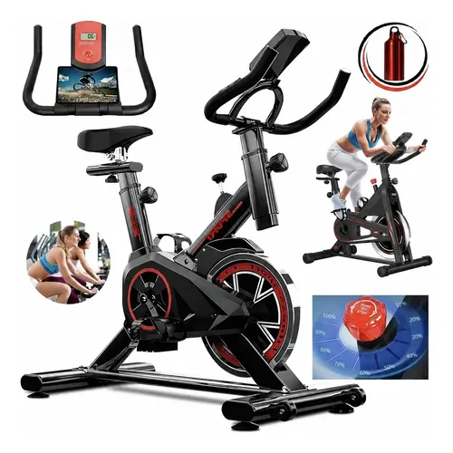 Bicicleta Ergométrica Spinning Fitness Academia 150 Inércia Preto Vermelha 0