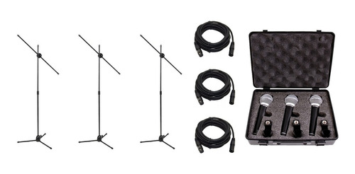 Combo Samson Kit 3 Microfonos R 21 + 3 Pies + 3 Cables Envio