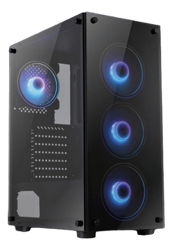 Gabinete Gamer Mlogix Obsidian Rgb Fan Lateral Vidrio S/fte Negro