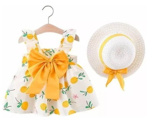 Vestido A Cuadros  Para Niñas Y Sombrero De Playa Plegable 