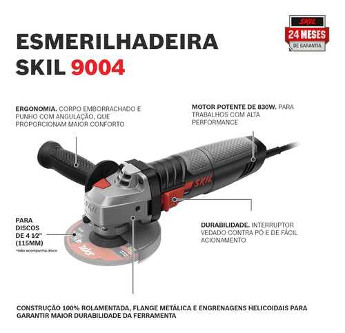 Imagen 9 de 10 de Miniamoladora angular Skil Metal 9004JR de 50 Hz color negro 830 W 220 V + accesorio
