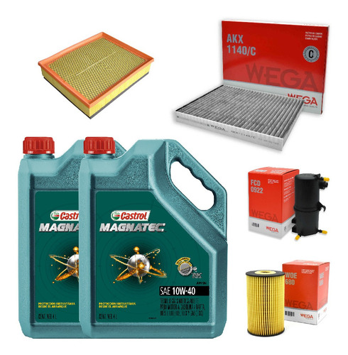 Kit 4 Filtros + 8l Aceite Castrol 10w40 Vw Amarok Con Sensor