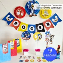 Comprar Kit Imprimible Decoración Candy Bar Sonic Texto Editable