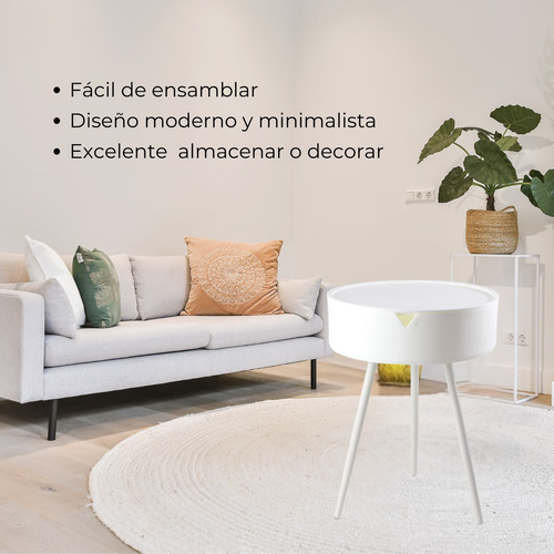 Mesa Auxiliar Redonda, Almacenamiento, Casa, Sala, Recamara.