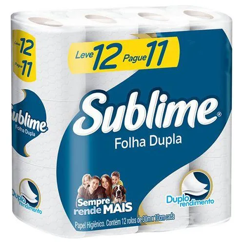 Papel Higiênico Sublime Folha Dupl 30 Metros Lev 12 Pague 11