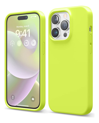 Funda Para iPhone 14 Pro De Color Amarillo Neon Y Protectora