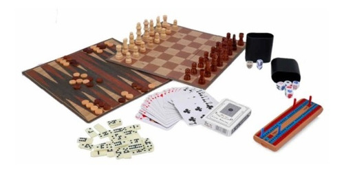 Juego De Mesa 7 En 1 Ajedrez Damas Backgammon Domino Crib