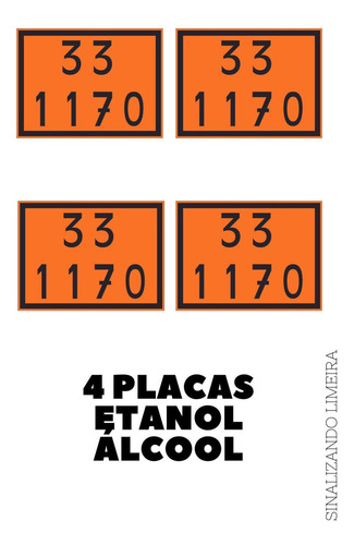 Kit de 4 placas numerológicas naranjas UN 33 1170 Dangerous Cargo