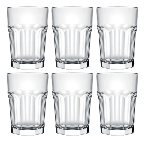 Vaso Facetado 425ml X6 Vidrio 87x130mm Oslo Flint