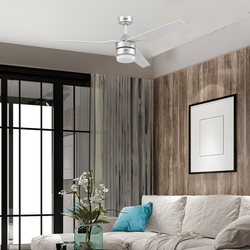 Ventilador Techo Los Cabos Led Cálido/frío 52'' Cntrl Remoto Cantidad De Aspas 3 Estructura Plateado Diámetro 52 Frecuencia 60 Hz Material De Las Aspas Plástico