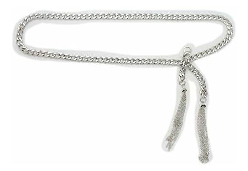 Correas - Tfj Women Silver Metal Chain Fringes Tassel Charm 