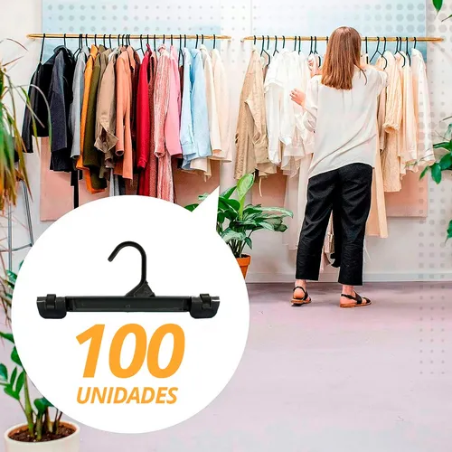 Percha Plastico Pollera Pantalon Lenceria Broche Pack 100
